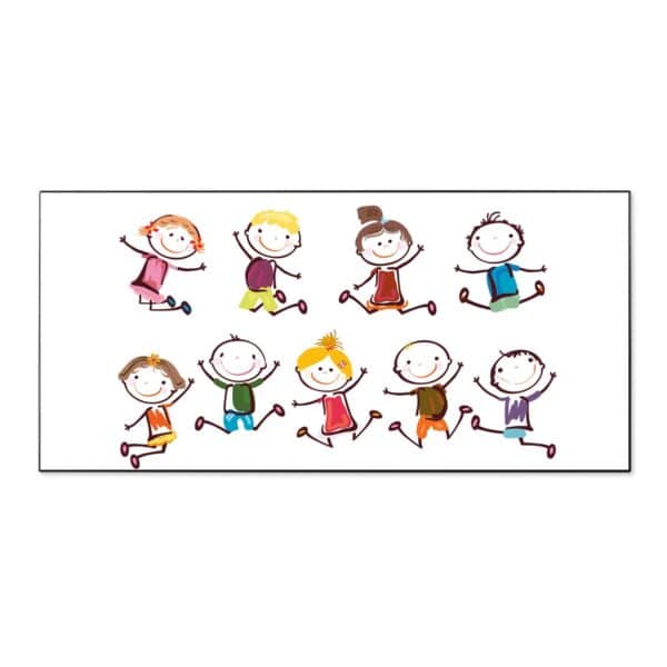 Banjado Magnettafel 78x37cm Magnetwand  Schwarz Aus Metall Magnetpinnwand Pinnwand Inkl. 4 Magnete Motiv Happy Kids