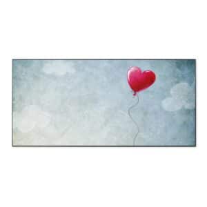 Banjado Magnettafel 78x37cm Magnetwand  Schwarz Aus Metall Magnetpinnwand Pinnwand Inkl. 4 Magnete Motiv Herzballon