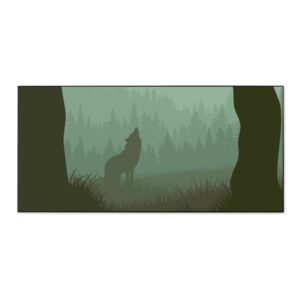 Banjado Magnettafel 78x37cm Magnetwand  Schwarz Aus Metall Magnetpinnwand Pinnwand Inkl. 4 Magnete Motiv Heulender Wolf