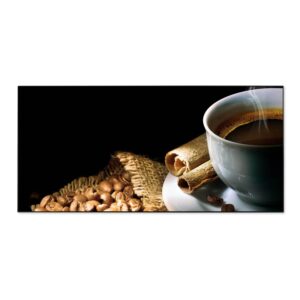 Banjado Magnettafel 78x37cm Magnetwand  Schwarz Aus Metall Magnetpinnwand Pinnwand Inkl. 4 Magnete Motiv Hot Coffee