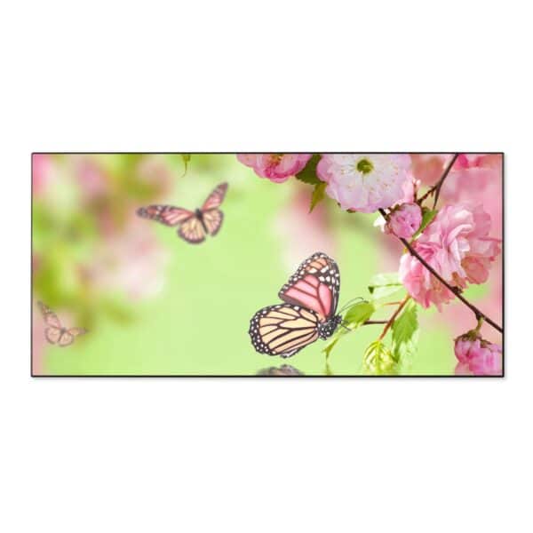 Banjado Magnettafel 78x37cm Magnetwand  Schwarz Aus Metall Magnetpinnwand Pinnwand Inkl. 4 Magnete Motiv Japanische Kirschblüte