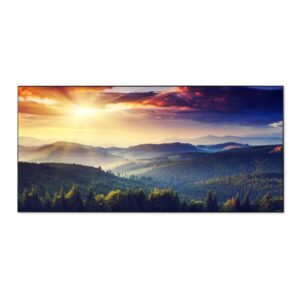 Banjado Magnettafel 78x37cm Magnetwand  Schwarz Aus Metall Magnetpinnwand Pinnwand Inkl. 4 Magnete Motiv Karpaten Sonnenuntergang