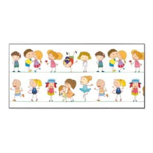 Banjado Magnettafel 78x37cm Magnetwand  Schwarz Aus Metall Magnetpinnwand Pinnwand Inkl. 4 Magnete Motiv Kinder