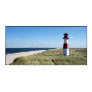 Banjado Magnettafel 78x37cm Magnetwand  Schwarz Aus Metall Magnetpinnwand Pinnwand Inkl. 4 Magnete Motiv Leuchtturm