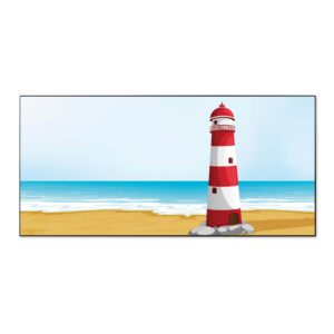 Banjado Magnettafel 78x37cm Magnetwand  Schwarz Aus Metall Magnetpinnwand Pinnwand Inkl. 4 Magnete Motiv Leuchtturm Illustration