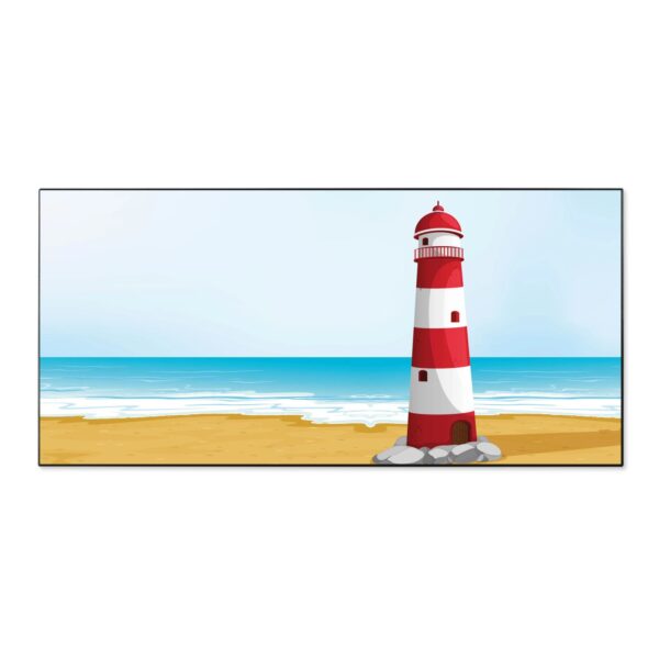 Banjado Magnettafel 78x37cm Magnetwand  Schwarz Aus Metall Magnetpinnwand Pinnwand Inkl. 4 Magnete Motiv Leuchtturm Illustration
