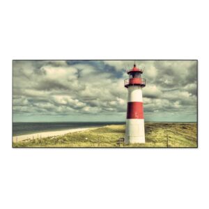 Banjado Magnettafel 78x37cm Magnetwand  Schwarz Aus Metall Magnetpinnwand Pinnwand Inkl. 4 Magnete Motiv Leuchtturm Sylt