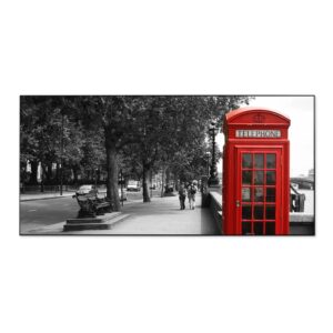 Banjado Magnettafel 78x37cm Magnetwand  Schwarz Aus Metall Magnetpinnwand Pinnwand Inkl. 4 Magnete Motiv London Red Telephone