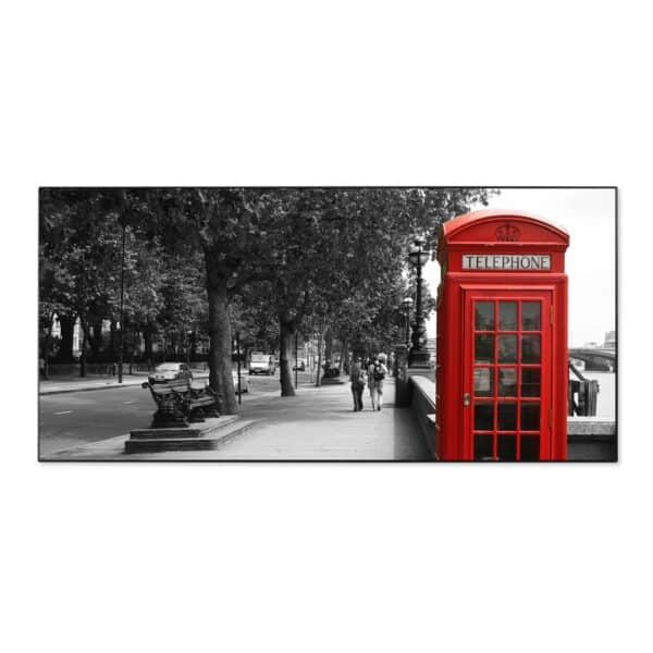 Banjado Magnettafel 78x37cm Magnetwand  Schwarz Aus Metall Magnetpinnwand Pinnwand Inkl. 4 Magnete Motiv London Red Telephone