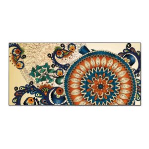 Banjado Magnettafel 78x37cm Magnetwand  Schwarz Aus Metall Magnetpinnwand Pinnwand Inkl. 4 Magnete Motiv Modernes Mandala