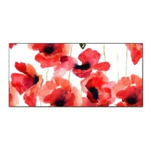 Banjado Magnettafel 78x37cm Magnetwand  Schwarz Aus Metall Magnetpinnwand Pinnwand Inkl. 4 Magnete Motiv Mohn Aquarell