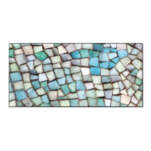 Banjado Magnettafel 78x37cm Magnetwand  Schwarz Aus Metall Magnetpinnwand Pinnwand Inkl. 4 Magnete Motiv Mosaik Blau