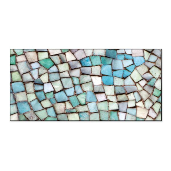 Banjado Magnettafel 78x37cm Magnetwand  Schwarz Aus Metall Magnetpinnwand Pinnwand Inkl. 4 Magnete Motiv Mosaik Blau