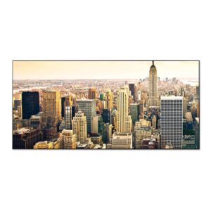 Banjado Magnettafel 78x37cm Magnetwand  Schwarz Aus Metall Magnetpinnwand Pinnwand Inkl. 4 Magnete Motiv New York City