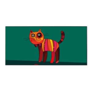 Banjado Magnettafel 78x37cm Magnetwand  Schwarz Aus Metall Magnetpinnwand Pinnwand Inkl. 4 Magnete Motiv Orange Katze