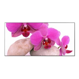Banjado Magnettafel 78x37cm Magnetwand  Schwarz Aus Metall Magnetpinnwand Pinnwand Inkl. 4 Magnete Motiv Orchidee