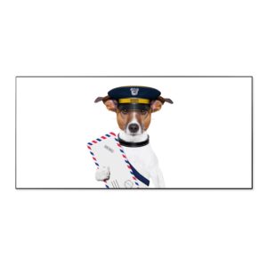 Banjado Magnettafel 78x37cm Magnetwand  Schwarz Aus Metall Magnetpinnwand Pinnwand Inkl. 4 Magnete Motiv Postbote Jack Russel