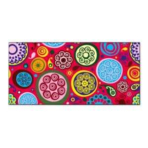 Banjado Magnettafel 78x37cm Magnetwand  Schwarz Aus Metall Magnetpinnwand Pinnwand Inkl. 4 Magnete Motiv Retro Kreise