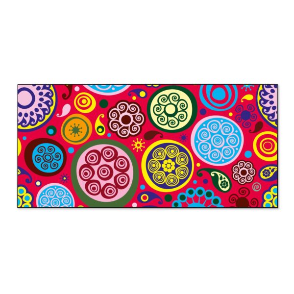 Banjado Magnettafel 78x37cm Magnetwand  Schwarz Aus Metall Magnetpinnwand Pinnwand Inkl. 4 Magnete Motiv Retro Kreise