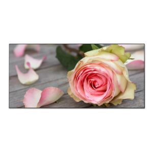 Banjado Magnettafel 78x37cm Magnetwand  Schwarz Aus Metall Magnetpinnwand Pinnwand Inkl. 4 Magnete Motiv Rosa Rose