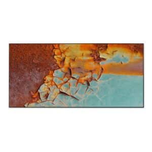 Banjado Magnettafel 78x37cm Magnetwand  Schwarz Aus Metall Magnetpinnwand Pinnwand Inkl. 4 Magnete Motiv Rost Und Blau