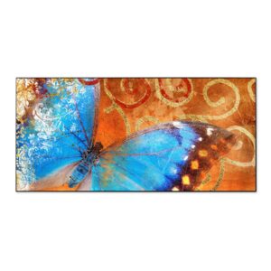 Banjado Magnettafel 78x37cm Magnetwand  Schwarz Aus Metall Magnetpinnwand Pinnwand Inkl. 4 Magnete Motiv Schmetterling