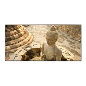 Banjado Magnettafel 78x37cm Magnetwand  Schwarz Aus Metall Magnetpinnwand Pinnwand Inkl. 4 Magnete Motiv Sitzender Buddha
