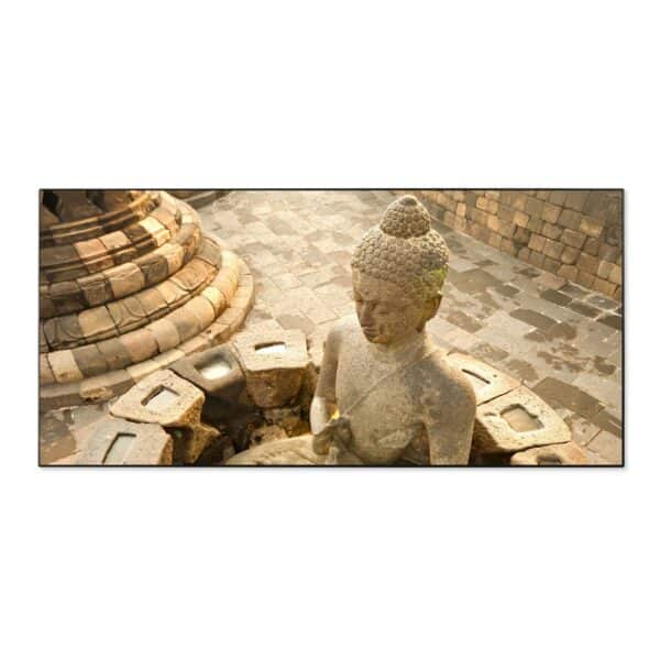 Banjado Magnettafel 78x37cm Magnetwand  Schwarz Aus Metall Magnetpinnwand Pinnwand Inkl. 4 Magnete Motiv Sitzender Buddha