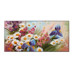 Banjado Magnettafel 78x37cm Magnetwand  Schwarz Aus Metall Magnetpinnwand Pinnwand Inkl. 4 Magnete Motiv Sommerstrauss