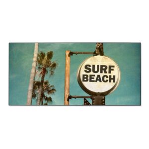 Banjado Magnettafel 78x37cm Magnetwand  Schwarz Aus Metall Magnetpinnwand Pinnwand Inkl. 4 Magnete Motiv Surf Beach