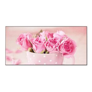 Banjado Magnettafel 78x37cm Magnetwand  Schwarz Aus Metall Magnetpinnwand Pinnwand Inkl. 4 Magnete Motiv Tasse Voll Rosen