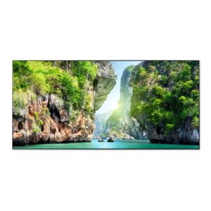 Banjado Magnettafel 78x37cm Magnetwand  Schwarz Aus Metall Magnetpinnwand Pinnwand Inkl. 4 Magnete Motiv Versteckte Bucht
