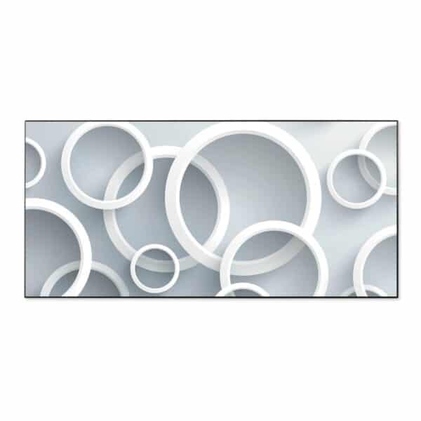 Banjado Magnettafel 78x37cm Magnetwand  Schwarz Aus Metall Magnetpinnwand Pinnwand Inkl. 4 Magnete Motiv Weiße Ringe