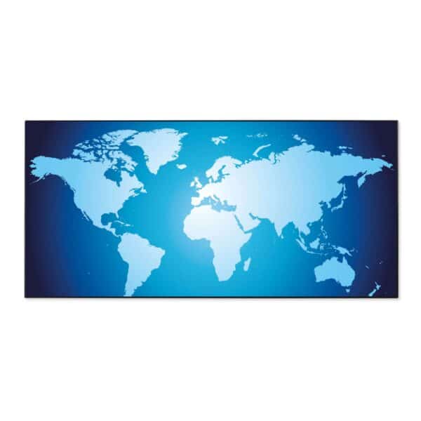 Banjado Magnettafel 78x37cm Magnetwand  Schwarz Aus Metall Magnetpinnwand Pinnwand Inkl. 4 Magnete Motiv Weltkarte