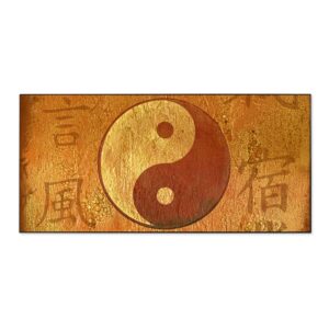 Banjado Magnettafel 78x37cm Magnetwand  Schwarz Aus Metall Magnetpinnwand Pinnwand Inkl. 4 Magnete Motiv Yin Yang