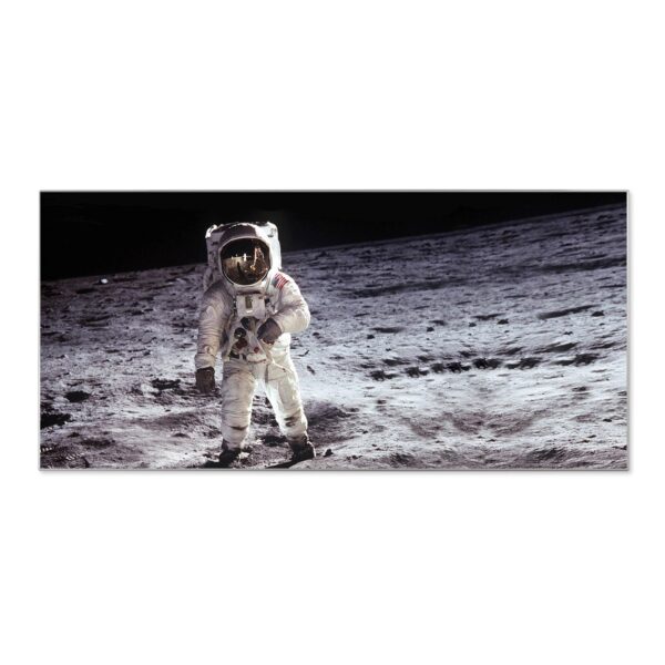 Banjado Magnettafel 78x37cm Magnetwand  Silber Aus Metall Magnetpinnwand Pinnwand Inkl. 4 Magnete Motiv Astronaut
