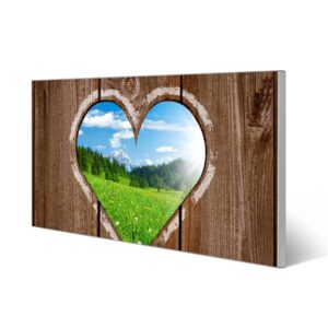 Banjado Magnettafel 78x37cm Magnetwand  Silber Aus Metall Magnetpinnwand Pinnwand Inkl. 4 Magnete Motiv Ausblick Mit Herz