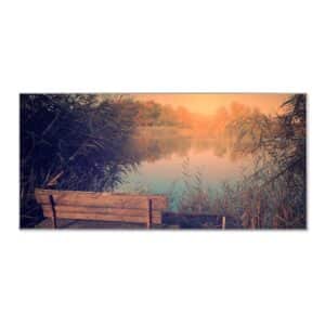 Banjado Magnettafel 78x37cm Magnetwand  Silber Aus Metall Magnetpinnwand Pinnwand Inkl. 4 Magnete Motiv Bank Am See