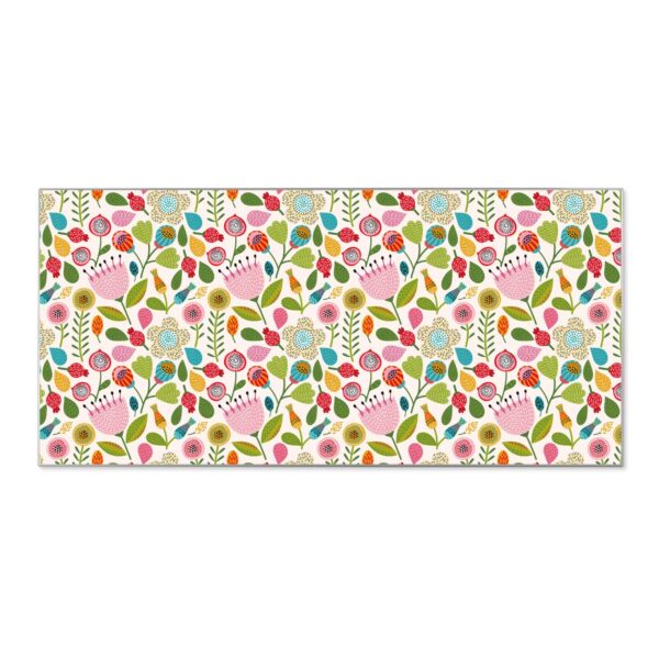 Banjado Magnettafel 78x37cm Magnetwand  Silber Aus Metall Magnetpinnwand Pinnwand Inkl. 4 Magnete Motiv Blumen Naiv
