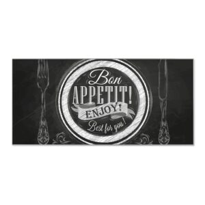Banjado Magnettafel 78x37cm Magnetwand  Silber Aus Metall Magnetpinnwand Pinnwand Inkl. 4 Magnete Motiv Bon Appetit