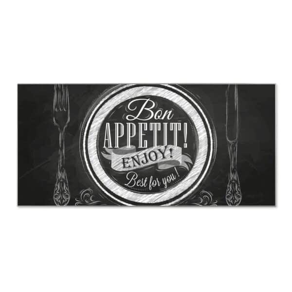Banjado Magnettafel 78x37cm Magnetwand  Silber Aus Metall Magnetpinnwand Pinnwand Inkl. 4 Magnete Motiv Bon Appetit