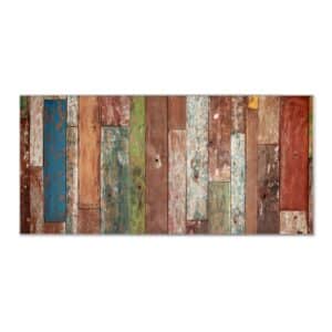 Banjado Magnettafel 78x37cm Magnetwand  Silber Aus Metall Magnetpinnwand Pinnwand Inkl. 4 Magnete Motiv Buntes Holz