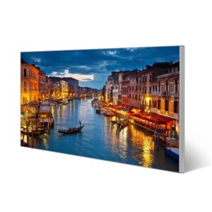 Banjado Magnettafel 78x37cm Magnetwand  Silber Aus Metall Magnetpinnwand Pinnwand Inkl. 4 Magnete Motiv Canale Grande Bei Nacht