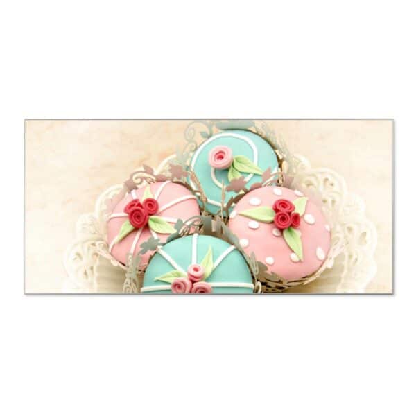 Banjado Magnettafel 78x37cm Magnetwand  Silber Aus Metall Magnetpinnwand Pinnwand Inkl. 4 Magnete Motiv Cupcakes