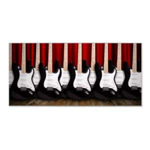 Banjado Magnettafel 78x37cm Magnetwand  Silber Aus Metall Magnetpinnwand Pinnwand Inkl. 4 Magnete Motiv E-Gitarren