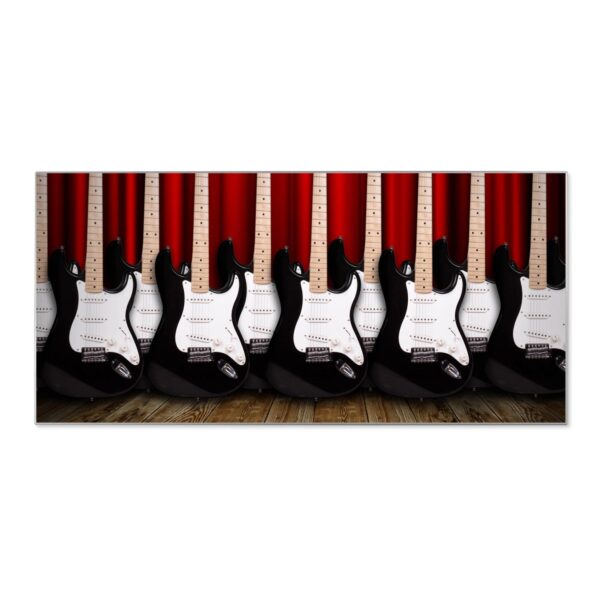 Banjado Magnettafel 78x37cm Magnetwand  Silber Aus Metall Magnetpinnwand Pinnwand Inkl. 4 Magnete Motiv E-Gitarren