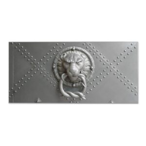 Banjado Magnettafel 78x37cm Magnetwand  Silber Aus Metall Magnetpinnwand Pinnwand Inkl. 4 Magnete Motiv Eisentor