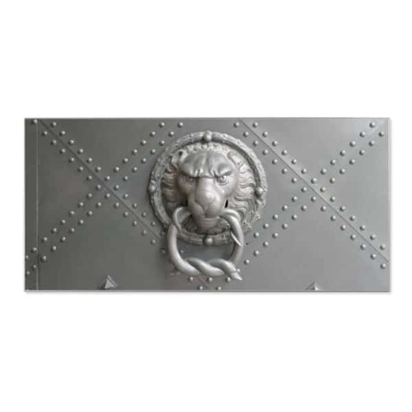 Banjado Magnettafel 78x37cm Magnetwand  Silber Aus Metall Magnetpinnwand Pinnwand Inkl. 4 Magnete Motiv Eisentor