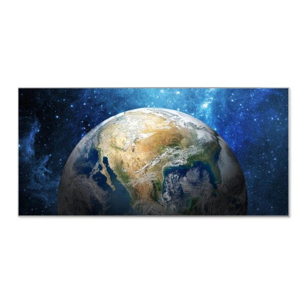Banjado Magnettafel 78x37cm Magnetwand  Silber Aus Metall Magnetpinnwand Pinnwand Inkl. 4 Magnete Motiv Erdkugel