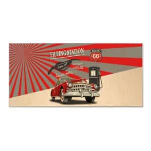 Banjado Magnettafel 78x37cm Magnetwand  Silber Aus Metall Magnetpinnwand Pinnwand Inkl. 4 Magnete Motiv Filling Station